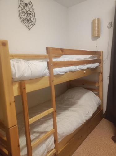quelques lits superposés dans une chambre dans l'établissement Studio 4 personnes, Les Rochers Blancs, La joue du loup, à Saint-Étienne-en-Dévoluy