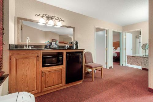a bathroom with a sink and a mirror at Norfolk Lodge & Suites, an Ascend Collection Hotel in Norfolk