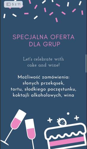 a flyer for a birthday party with a cake and wine glasses at Apartament nad Potokiem Sauna, Jacuzzi, SPA in Witów