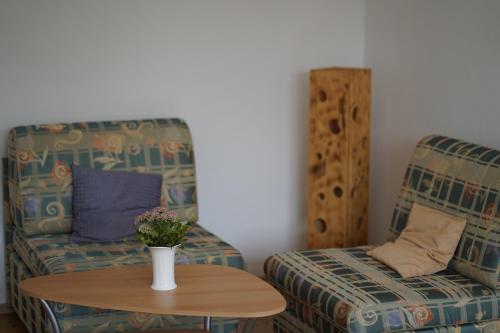 a living room with a couch and a table at Landhaus Krell in Mitterretzbach