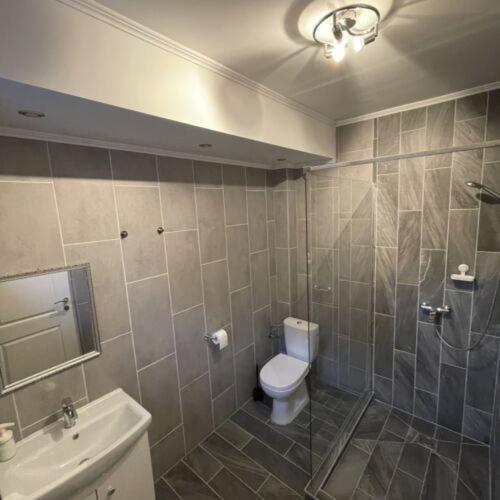 a bathroom with a toilet and a sink at Ulics vendégház II in Zalacsány