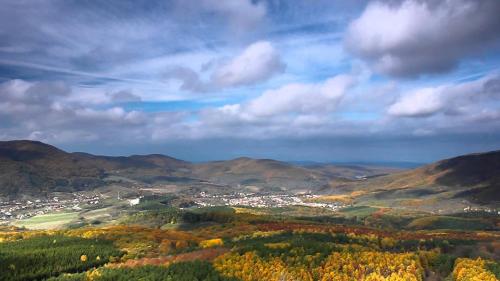 a view of a town in the hills at Galcsik Fogadó in Salgótarján