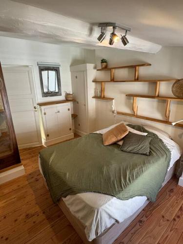 une chambre avec un grand lit dans une pièce dans l'établissement Appartement hyper-centre Jaude-Blatin, à Clermont-Ferrand