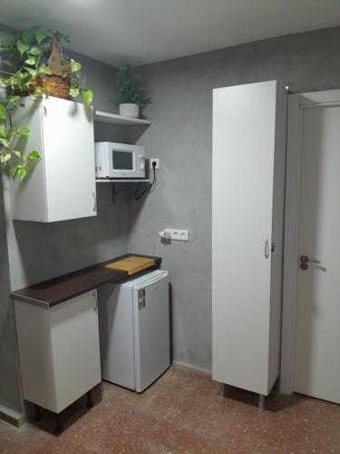 a small kitchen with a counter and a microwave at Nueva 6 in Algeciras