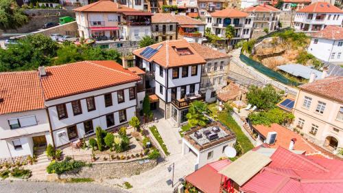 an aerial view of a city with houses at Villa Elena - Dolni Saraj in Ohrid