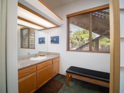 une salle de bain avec un lavabo et une fenêtre dans l'établissement Aloha Aku Honu Suite - Experience the Spirit of Aloha, à Kihei