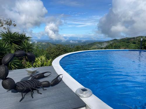 a swimming pool with a view of a mountain at Palco Pacifico at The Retreat in Atenas