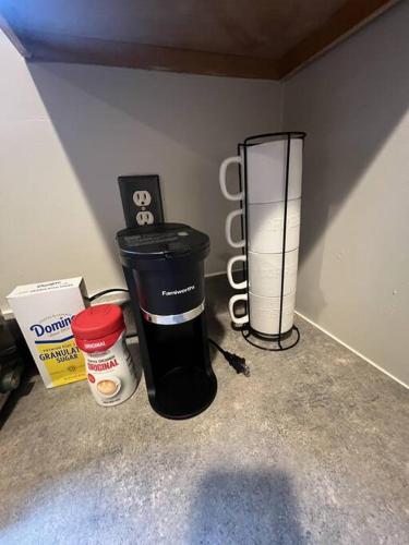 a coffee maker and other items on a counter at Spacious 3BR-3BA, Downtown Morgantown, Near WVU in Morgantown