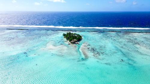 PatioEDEN Private Island TAHAA的海洋岛屿的空中景观