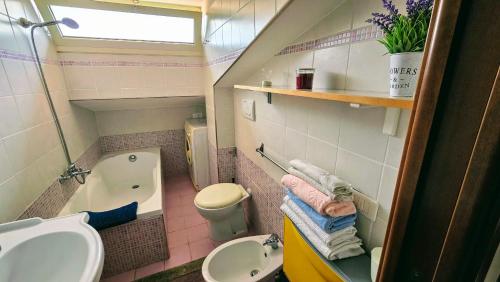 une petite salle de bain avec un lavabo et des toilettes dans l'établissement Un sacco di vento, à Marino