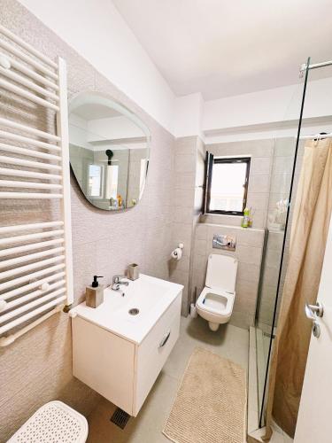 Et badeværelse på Sunset apartment