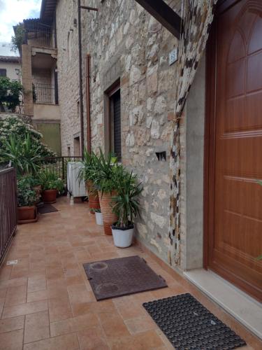 a door to a building with plants and a courtyard at Viepri centro in Rocchette