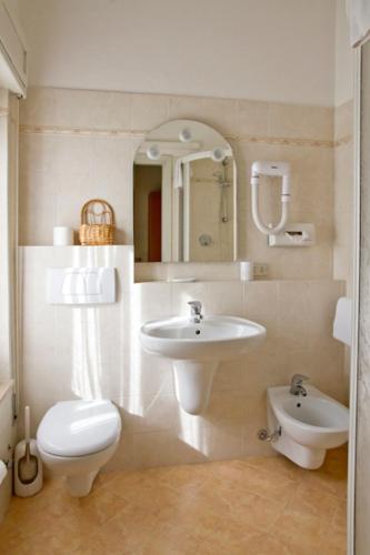a bathroom with a toilet and a sink at Hotel Europa in Viadana