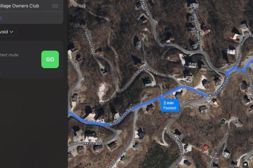 a map of a road with the google maps app at Indoor Pool, Volleyball Beach, Mountain View, Luxury in Gatlinburg