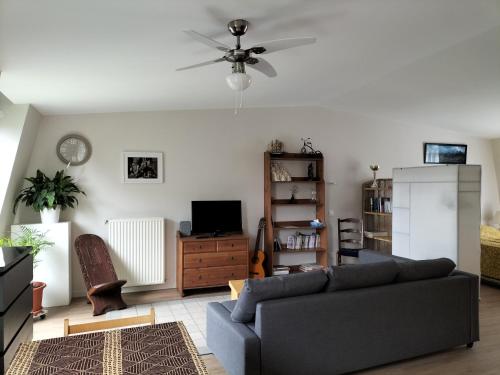Una televisión o centro de entretenimiento en loft confortable et calme
