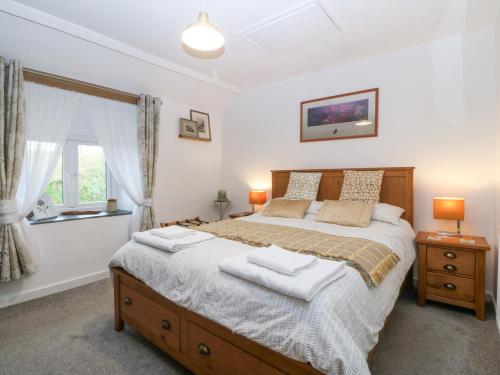a bedroom with a large bed with two night stands at Penrallt in Betws-y-coed