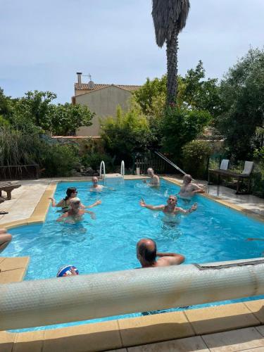 un groupe de personnes dans une piscine dans l'établissement Mireval, à Mireval