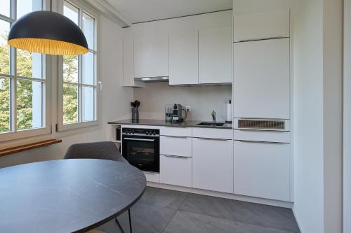 Kuchyň nebo kuchyňský kout v ubytování RIVERSIDE - APARTMENTS BASEL deluxe