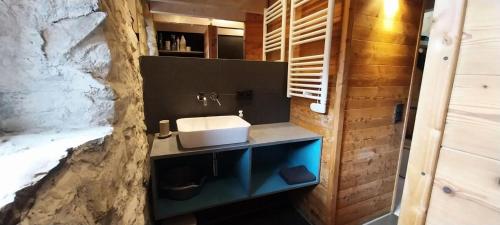 La salle de bains est pourvue d'un lavabo. dans l'établissement Résidence Means - Jolie petite maison de 3 couchages en village MEANS VILLAGE MAE-8421, à Réallon