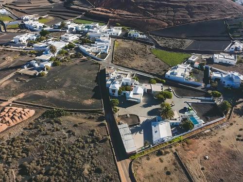an aerial view of a village with white houses at Casita Lanzarote in Teguise