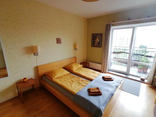 Ένα ή περισσότερα κρεβάτια σε δωμάτιο στο Jauki erdvĖ