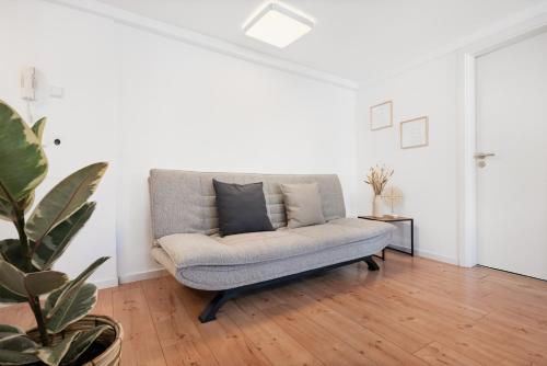 Ruang duduk di Fachwerk Apartment Calw