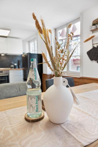 Dapur atau dapur kecil di Fachwerk Apartment Calw