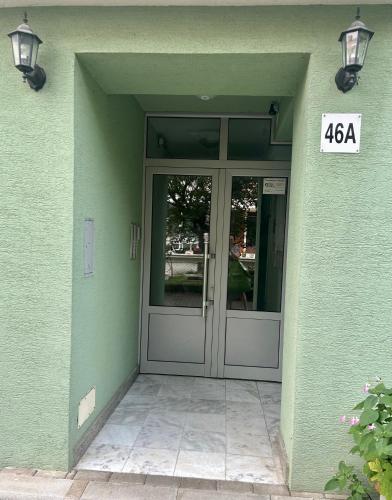 a door to a building with sign on it at Mario in Ohrid
