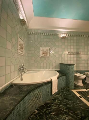 a bathroom with a bath tub and a toilet at B&B Le Camelie in Nettuno