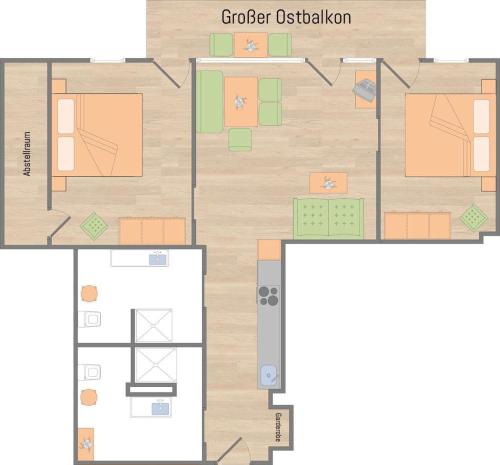 a plan of a floor plan of a house at Das Bäckergut am Haldensee in Haldensee