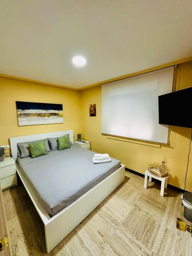 - une chambre avec un lit et un grand écran dans l'établissement Habitación Baño Privado, TV y Netflix, à Alicante