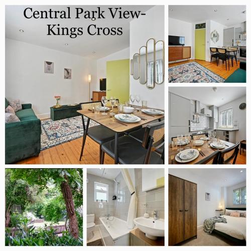 a collage of photos of a living room and dining room at Hampstead Opulence Apartment - Luxurious Split Level Property in London