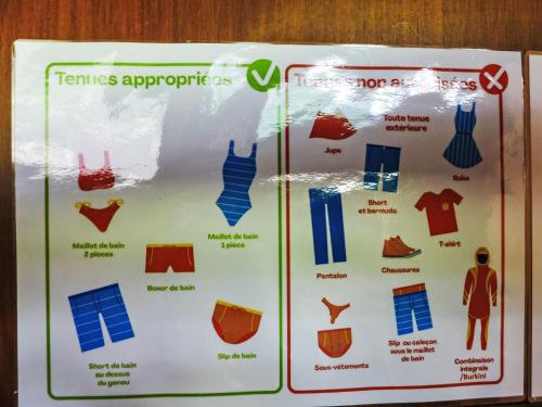 a sign with different types of clothes on it at Apartment Terrasse Des Alpes 708 by Interhome in Vermala