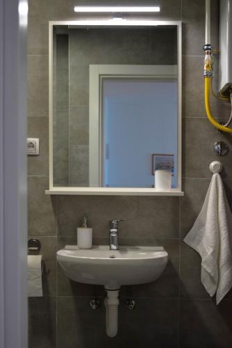 a bathroom with a sink and a mirror at Apartman Ivice in Gornji Milanovac
