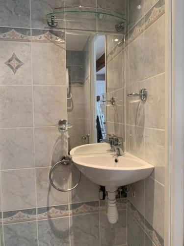 une salle de bain avec un lavabo et une douche dans l'établissement Studio isola village, à Isola