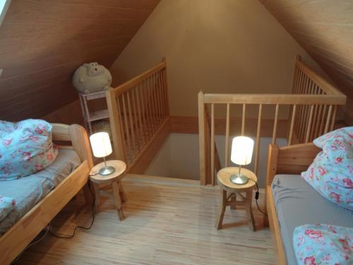 Postel nebo postele na pokoji v ubytování Ferienhaus Eric