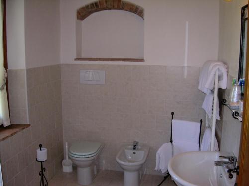 a bathroom with a toilet and a sink at Agriturismo Ca' Vecia in Castelnuovo del Garda
