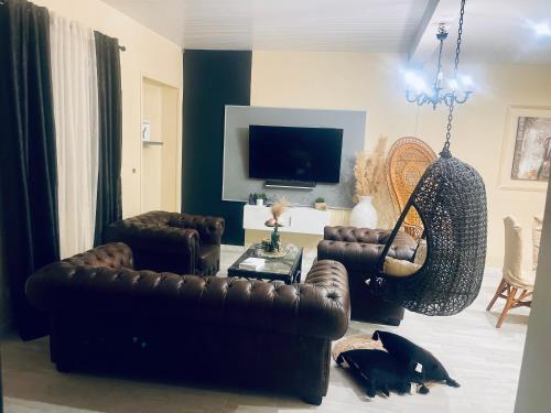 TV a/nebo společenská místnost v ubytování La Villa Néoma