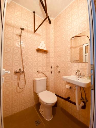 a bathroom with a toilet and a sink at Vita Stulba Guest House in Sandanski