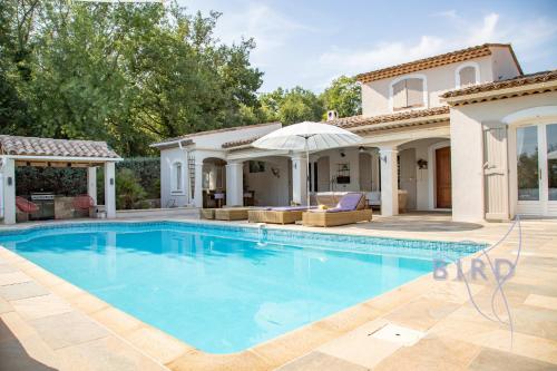 an image of a swimming pool in a villa at Charming Provencal house in the heart of the Fayence region in Tourrettes