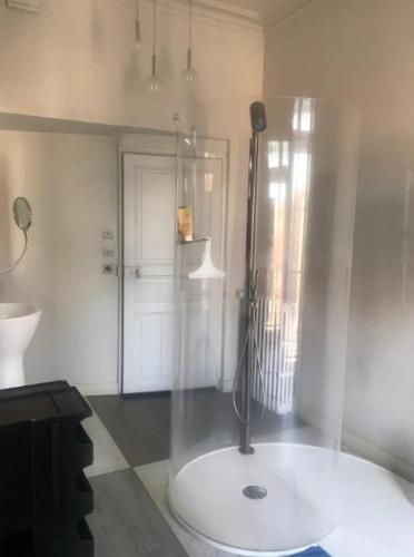 une salle de bain avec douche et lavabo dans l'établissement Chambre Minotaure - Métro François Verdier, à Toulouse