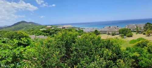 a group of houses on a hill next to the ocean at Baleia Azul - House 7A in Ponta Mamoli