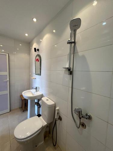 a bathroom with a toilet and a sink at Bedoune House-Light House in Dahab
