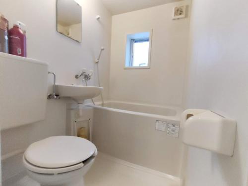 un bagno bianco con un water e un lavandino di D12新宿最中心 两室 新大久保站5分-2 rooms Shinjuku center 5 mins to ST Max 4P 新宿 涉谷 表参道 池袋 上野 代代木 银座 原宿 a Tokyo