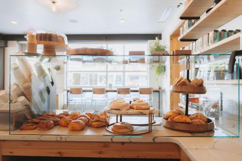 a bakery with a bunch of different types of pastries at The Wren in Missoula