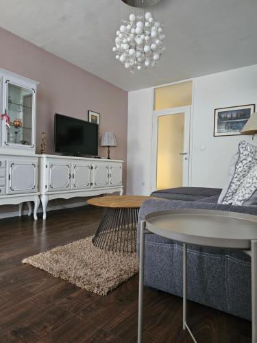 Televízia a/alebo spoločenská miestnosť v ubytovaní Joop Apartment