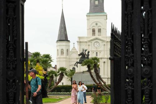 a group of people standing in front of a church at Bourbon Orleans Hotel in New Orleans