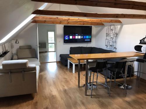 TV a/nebo společenská místnost v ubytování Hyllstofta cozy Apartmant