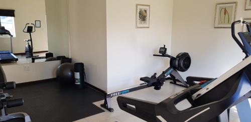 a room with a gym with a treadmill at The Syrene Boutique Hotel in Johannesburg