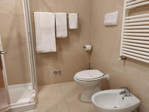 Koupelna v ubytování Albergo Conte Max